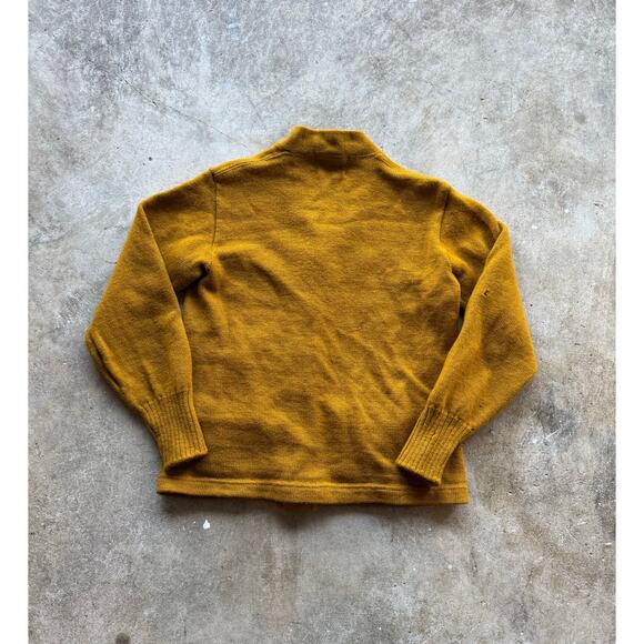 1950s Mustard Yellow 'Acacia' Virgin Wool Womens Knit Cardigan Size Small - Picture 2 of 8